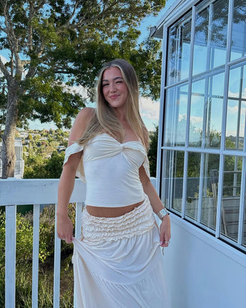 Paula Ruffled Top with Maxi Skirt Boho Set
