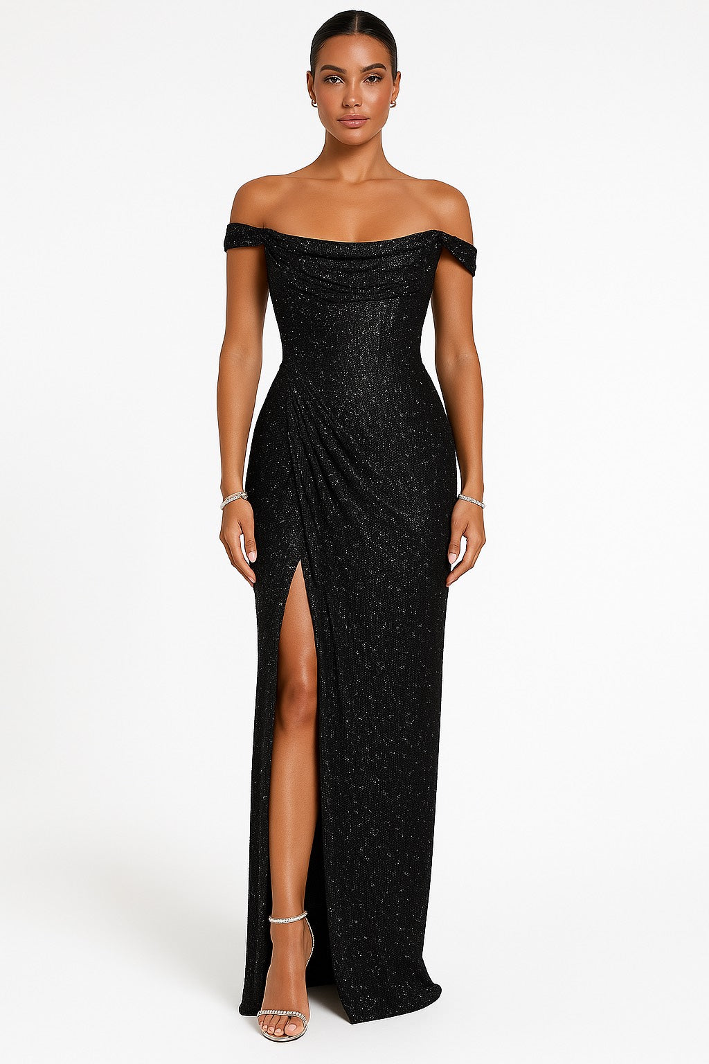 Gracie | Off-shoulder Glitterdress