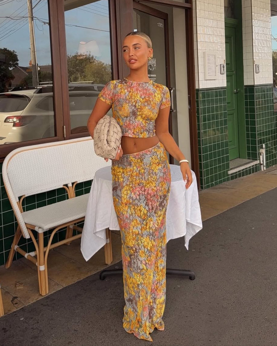 Amaris Floral Print Two Piece Set